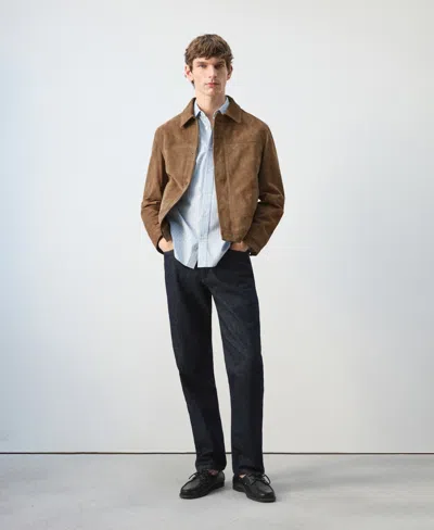 Mango Men's Leather Pockets Jacket In Brown