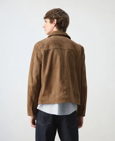 Mango Men's Leather Pockets Jacket In Brown