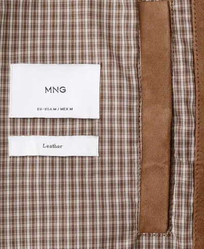 Mango Men's Leather Pockets Jacket In Brown