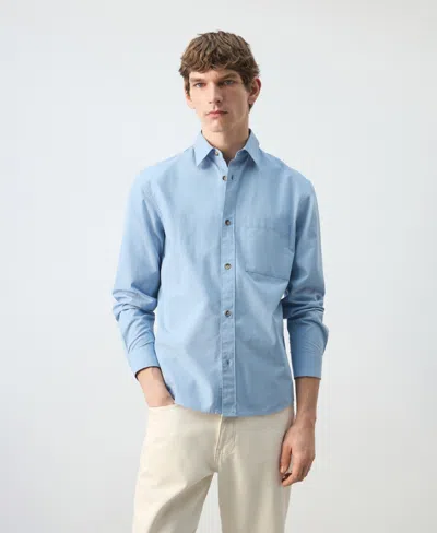 Mango 100% Cotton Relaxed-fit Shirt In Blue