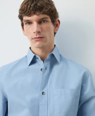 Mango 100% Cotton Relaxed-fit Shirt In Blue