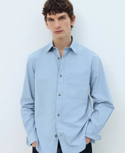 Mango 100% Cotton Relaxed-fit Shirt In Blue