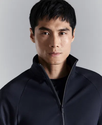 Mango Regular-fit Technical Zip-up Sweatshirt Navy In Blue