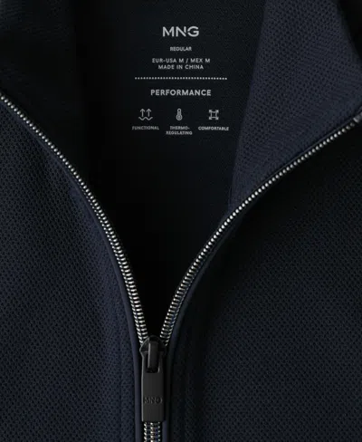 Mango Regular-fit Technical Zip-up Sweatshirt Navy In Blue