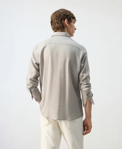 Mango Stripe Button-up Shirt In Green