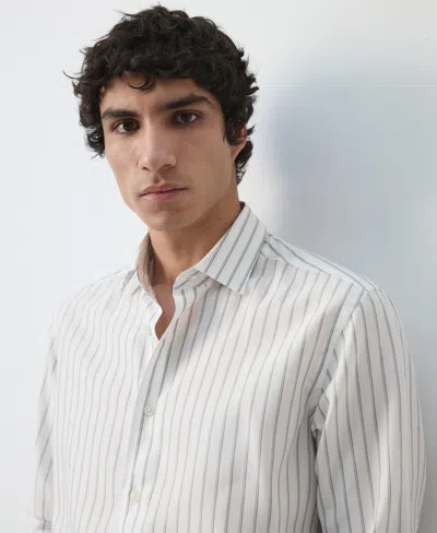 Mango Stripe Button-up Shirt In White