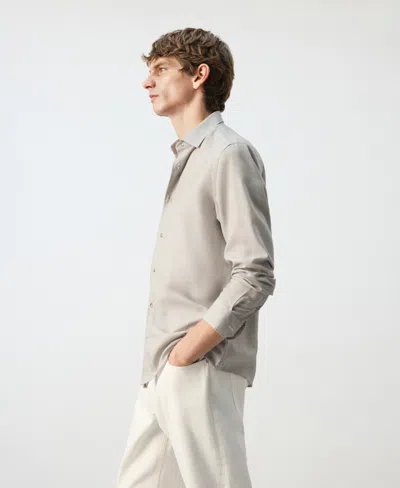 Mango Stripe Button-up Shirt In Green