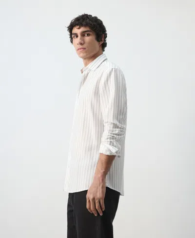 Mango Stripe Button-up Shirt In White