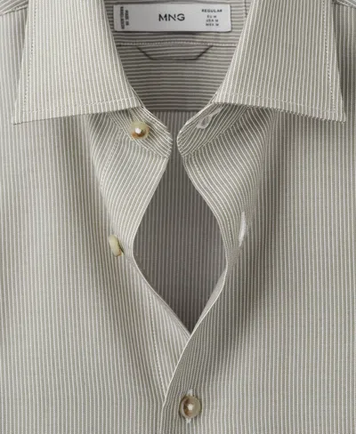 Mango Stripe Button-up Shirt In Green