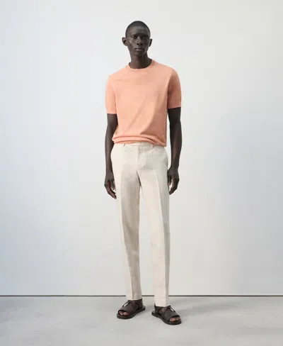 Mango Regular Fit Cotton T-shirt In Pink