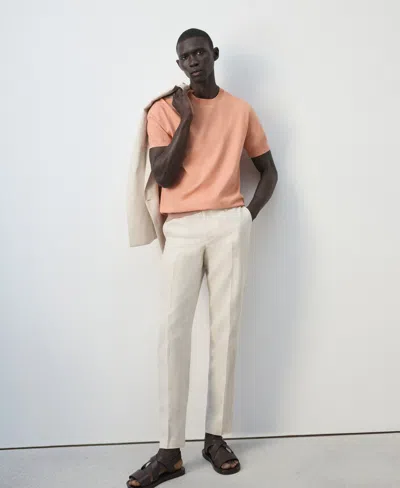 Mango Regular Fit Cotton T-shirt In Pink