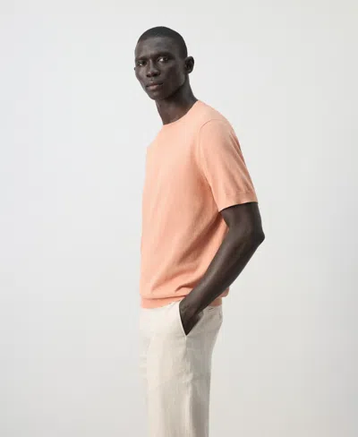 Mango Regular Fit Cotton T-shirt In Pink