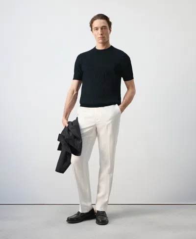 Mango Openwork Stripe Cotton Top In Blue