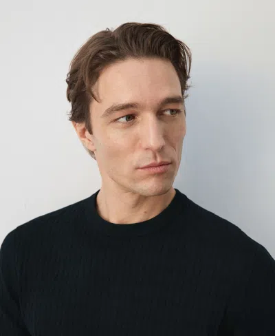 Mango Openwork Stripe Cotton Top In Blue