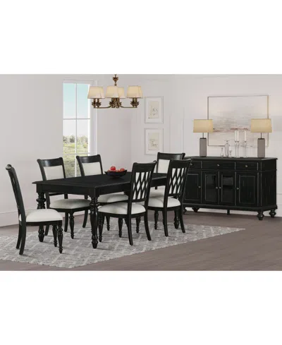 Macy's Daria 7-pc. Dining Set (rectangular Table & 6 Upholstered Back Side Chairs), Created For  In Black