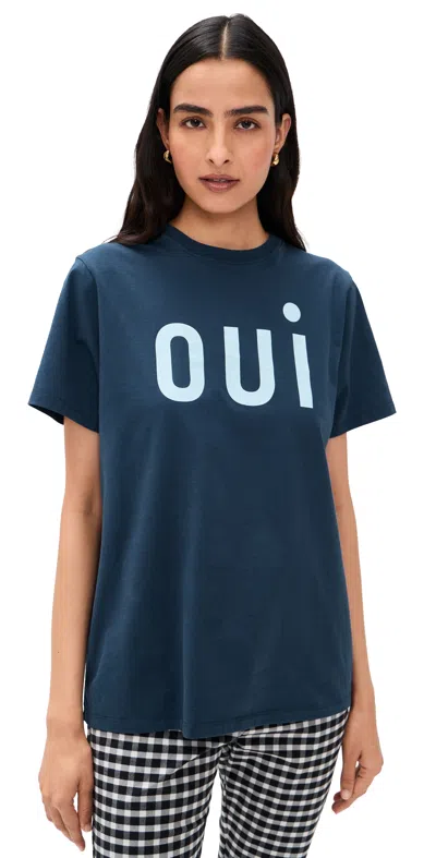 Clare V Oui Original Tee Navy In Green | ModeSens