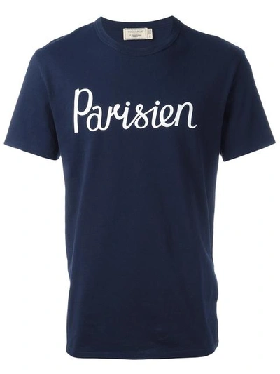 Shop Maison Kitsuné 'parisien' T-shirt - Blue