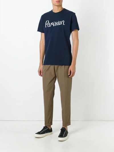 Shop Maison Kitsuné 'parisien' T-shirt - Blue