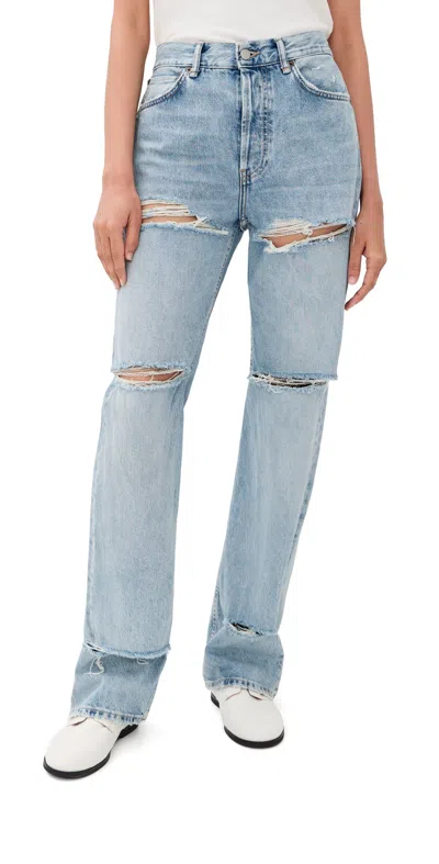 Acne Studios Logo-patch Distressed Jeans In Blue