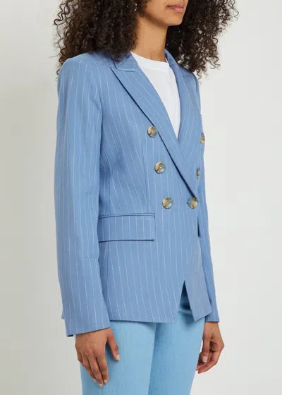 Veronica Beard Miller Dickey Pinstriped Crepe Blazer In Blue