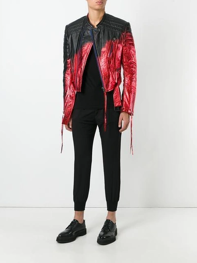 Shop Haider Ackermann Metallic Biker Jacket In Black