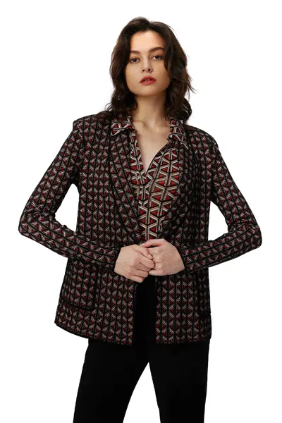 Diane Von Furstenberg Tailored Single-breasted Jacket With Geometric Pattern In Brown