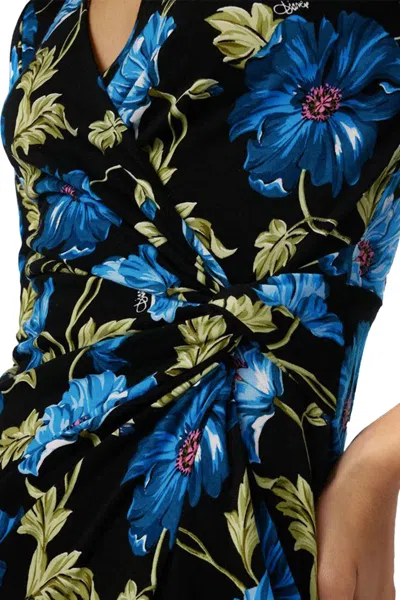 Diane Von Furstenberg Multicolor Floral Wrap Midi Dress With Elegant V-neckline In Blue