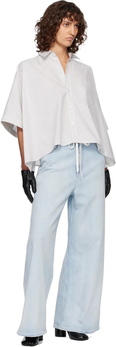Mm6 Maison Margiela Drawstring Wide Leg Jeans In Blue