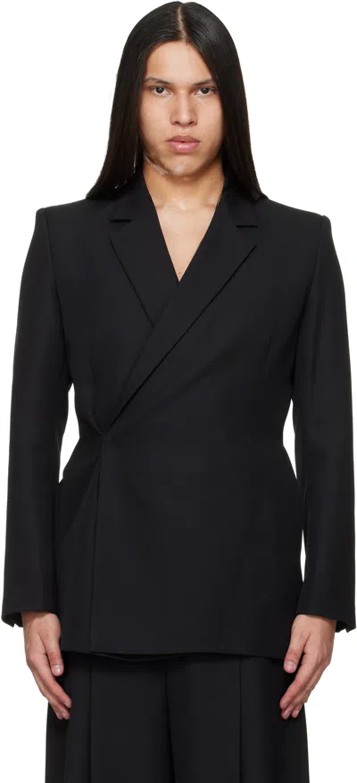 Egonlab Egonic Wool Double-breasted Suit Jacket In Black