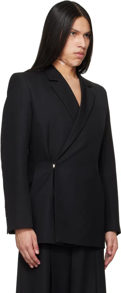 Egonlab Egonic Wool Double-breasted Suit Jacket In Black
