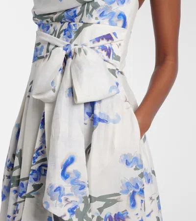 Rebecca Vallance Bluebell Belted Draped Floral-print Organza Midi Dress In Multi