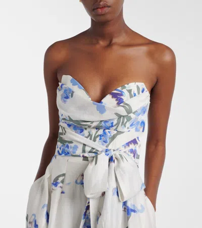 Rebecca Vallance Bluebell Belted Draped Floral-print Organza Midi Dress In Multi