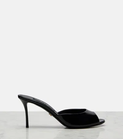 Dolce & Gabbana 75mm Vernice Patent Leather Mule Sandals In Black