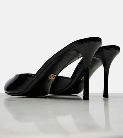 Dolce & Gabbana 75mm Vernice Patent Leather Mule Sandals In Black