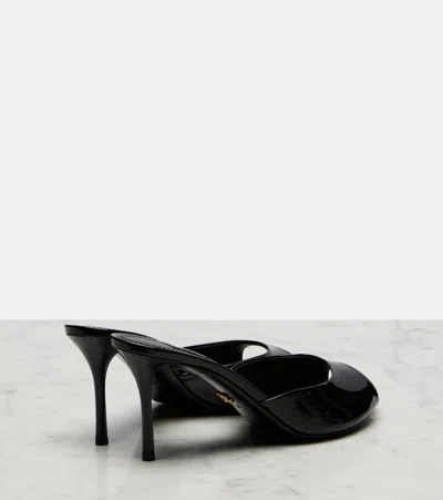Dolce & Gabbana 75mm Vernice Patent Leather Mule Sandals In Black