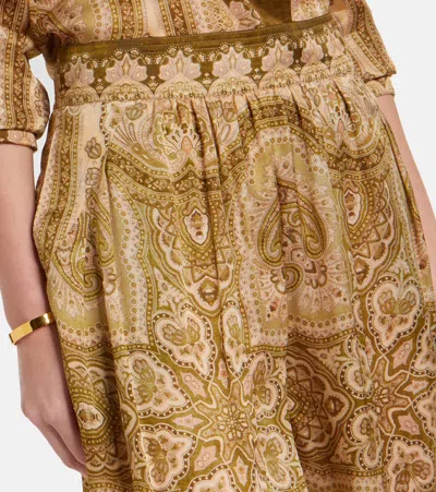 Zimmermann Womens Olive Perla Paisley Luna Harem Silk Trousers Xl In Brown