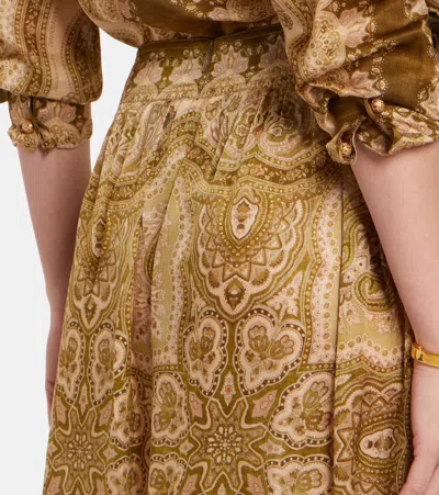 Zimmermann Womens Olive Perla Paisley Luna Harem Silk Trousers Xl In Brown