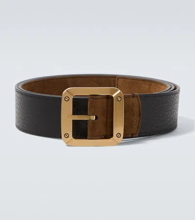 Acne Studios Reversible Leather And Suede Belt In Pattern