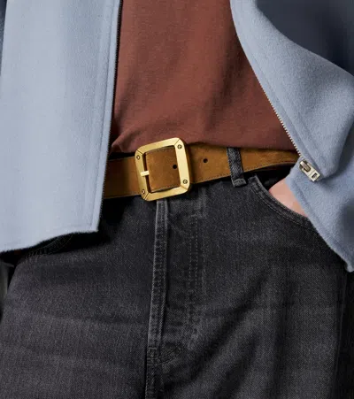 Acne Studios Reversible Leather And Suede Belt In Pattern