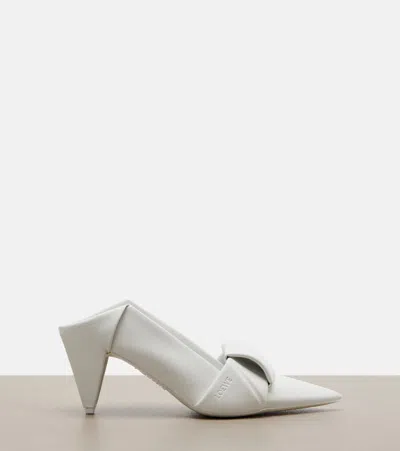 Loewe Leather Origami Mules Pointed Toe Sculptural Heel In White