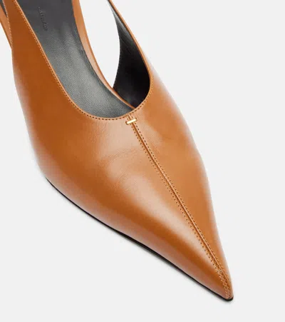 Khaite Bella 55 18kt Gold-plated Leather Slingback Pumps In Brown
