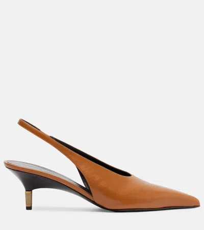 Khaite Bella 55 18kt Gold-plated Leather Slingback Pumps In Brown