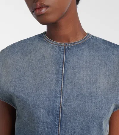Alaïa Alaia Faded Blue Cotton Belted Top In Blue