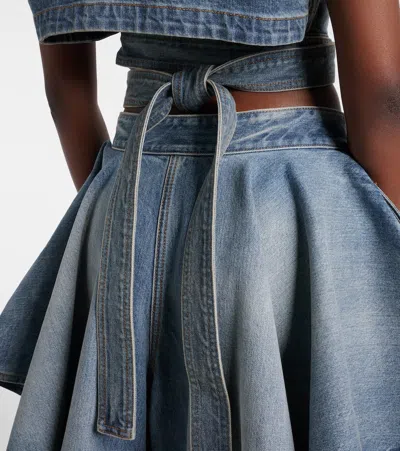 Alaïa Alaia Faded Blue Cotton Belted Top In Blue