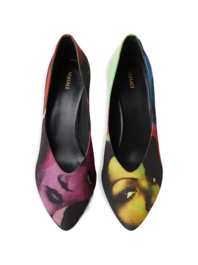 Versace Printed Pumps In Multi