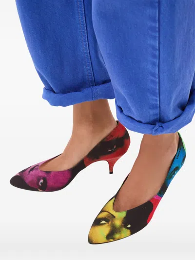 Versace Printed Pumps In Multi