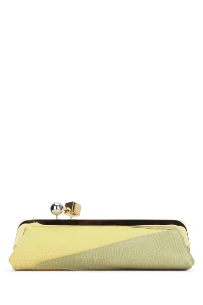 Jacquemus Salon Mais Suede And Patent-leather Clutch In Yellow