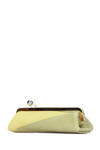 Jacquemus Salon Mais Suede And Patent-leather Clutch In Yellow