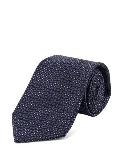 Kiton Geometric-pattern Tie In Blue