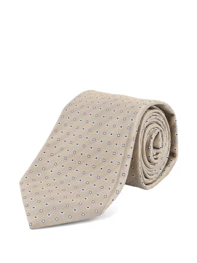 Kiton Geometric-pattern Tie In Gray
